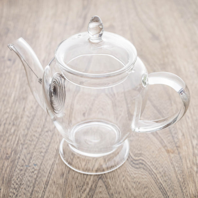 Hand-Blown Glass Teapot with Stainless Steel Strainer