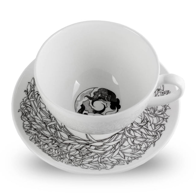 Fine Bone China Leaf Teacup and Saucer Set