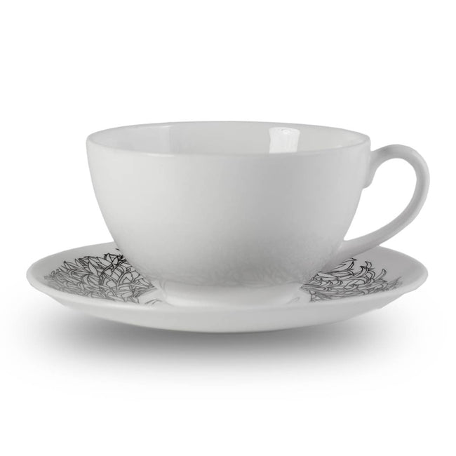 Fine Bone China Leaf Teacup and Saucer Set
