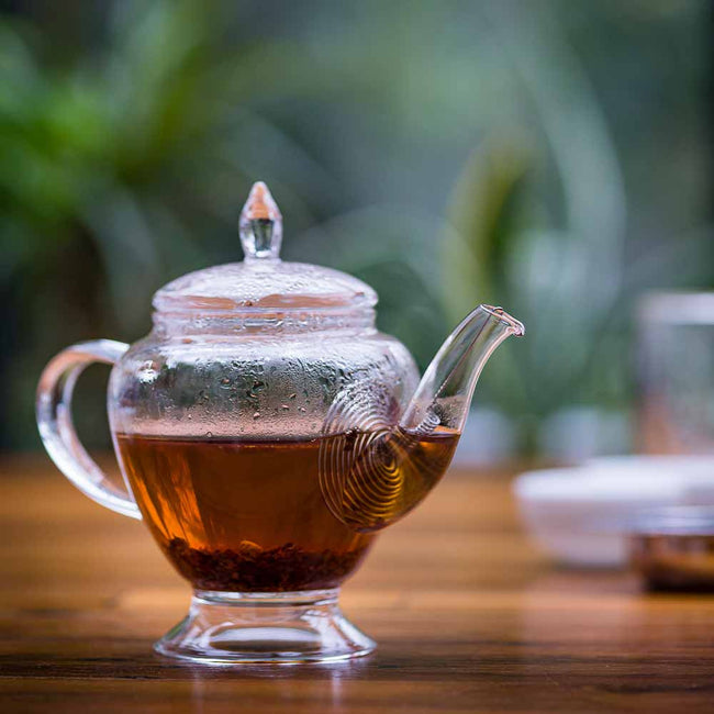 Hand-Blown Glass Teapot with Stainless Steel Strainer